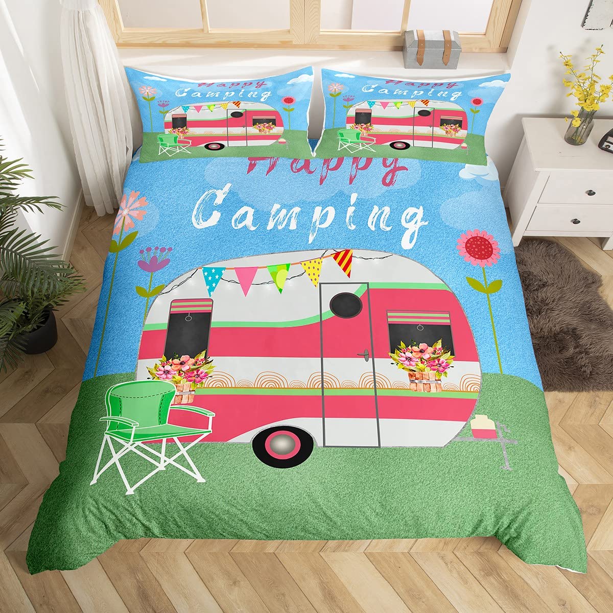 Outdoor Adventure Quilt - Happy Camping-Juste de couette pour camping-car,